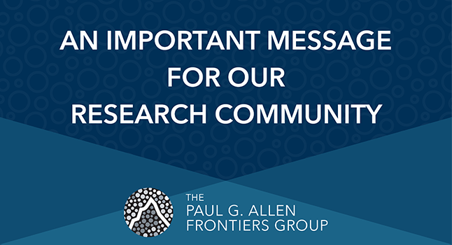 A message for our research community